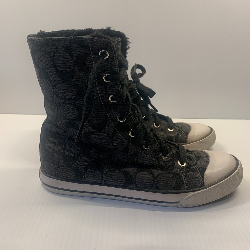 Vintage Coach Classic Logo Fuzzy Fold Over High Top Shoes